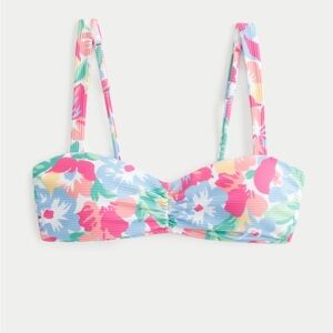 Ribbed cinch scoop bikini top